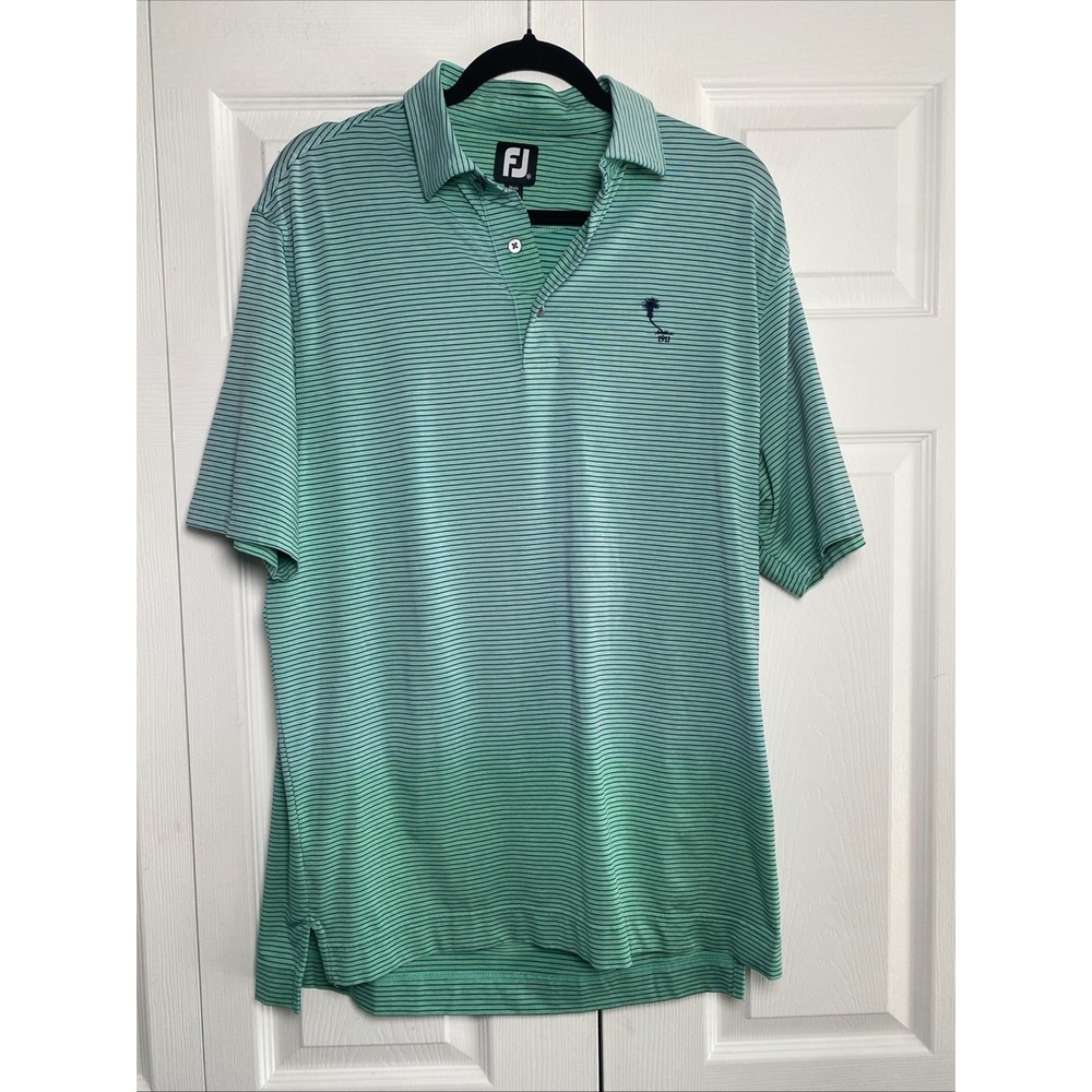 FootJoy Striped Polo Golf‎ Shirt Mens Size M Green Orlando 1911 Performance
